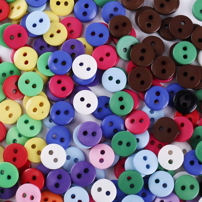 Crafjie 9mm 2 Hole Tiny Size Flatback Resin Color Sewing Buttons  15 Colors Pack of 1500 with Box  The Surface is Smooth  Waterproof and Durable  for DIY Crafts Children's Manual Project. - Image 5